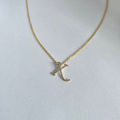 18ct Yellow Gold Natural Diamond Initial X
