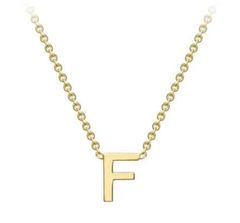 9ct Yellow Gold Necklace with Initial F 38+5cm