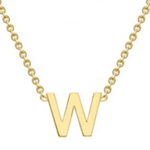 9ct Yellow Gold Necklace with Initial W 38+5cm