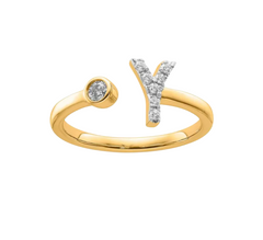 9K YG 0.13ct F VS LGD INITIAL "Y" RING