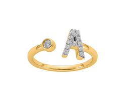 9K YG 0.17ct F VS LGD INITIAL "A" RING