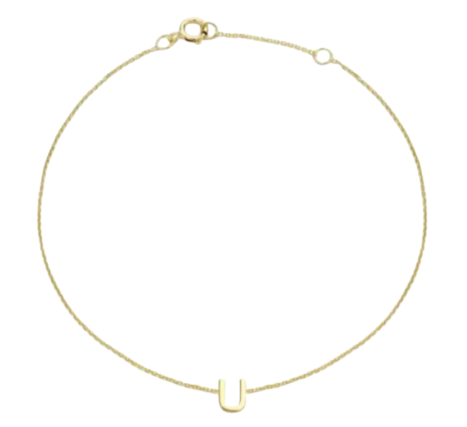 9ct YG MINI INITIAL 'U' B/L 15.5-19cm